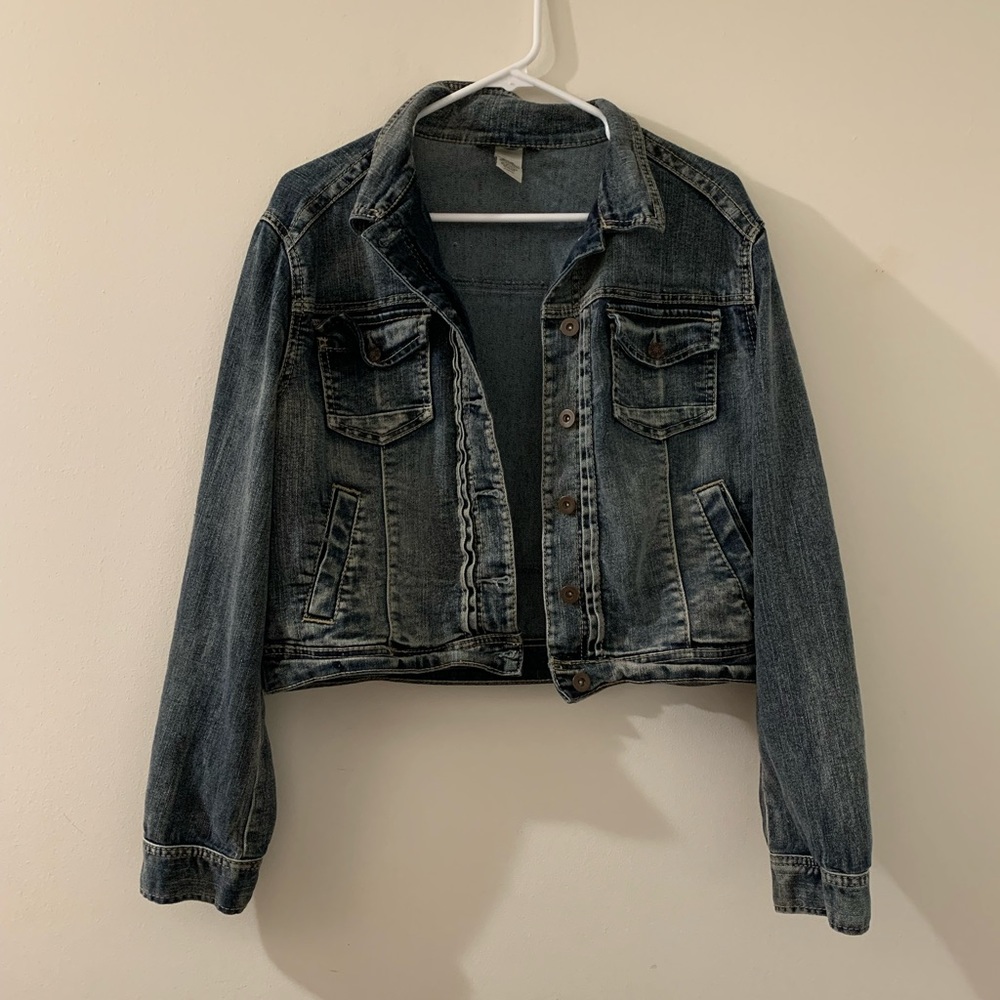 Mid-tone wash Jean jacket women’s size large - Picture 1 of 7